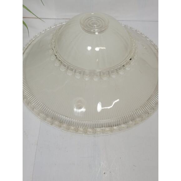 Vintage Frosted/Clear Glass Ceiling Light Fixture  Round 3 Chain Globe - Picture 2 of 3